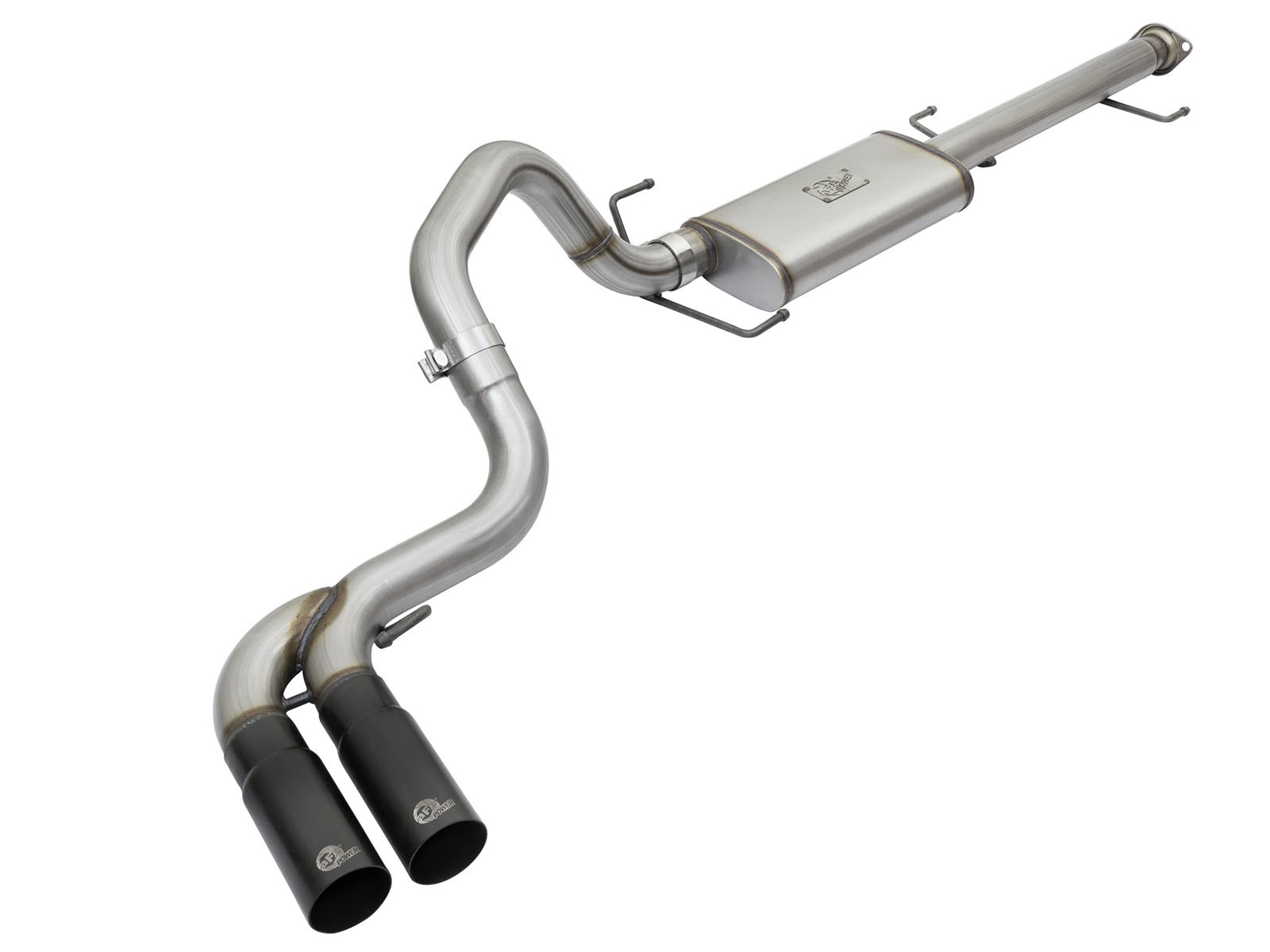 aFe POWER Rebel Series 3" Stainless Steel Cat-Back Exhaust System BLACK TIP - Click Image to Close