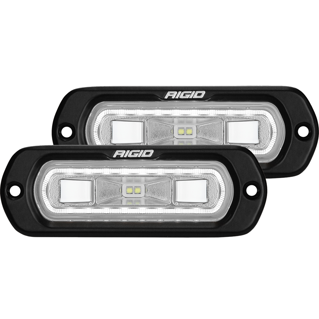 Rigid Industries SR-L Series Off-Road Spreader Pod 3 Wire Flush Mount With White Halo Pair - Click Image to Close
