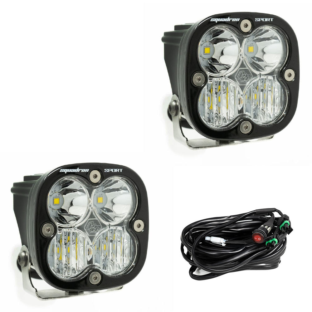 Baja Designs Squadron Sport Black LED Auxiliary Light Pod Pair; Driving Combo/Clear - Click Image to Close