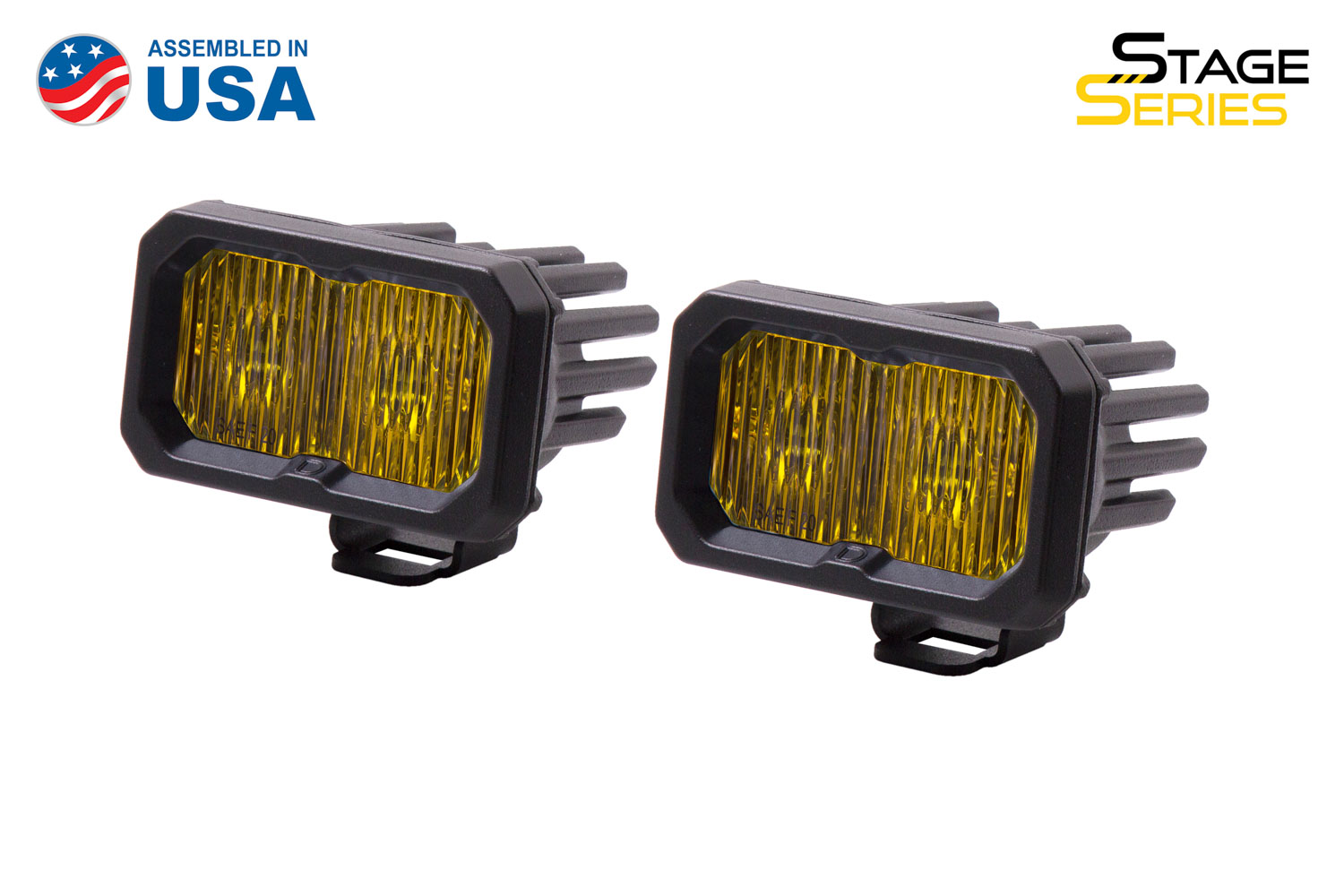 Diode Dynamics Stage Series 2 Inch LED Pod, Pro Yellow Fog Standard ABL Pair - Click Image to Close