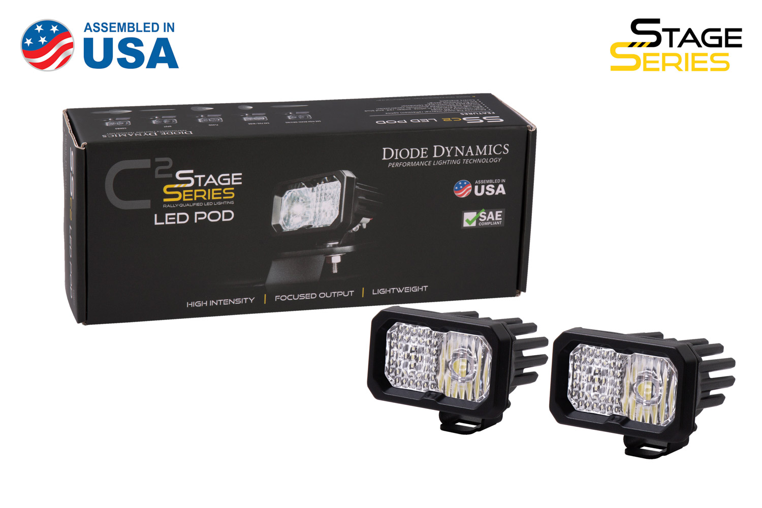 Diode Dynamics Stage Series 2 Inch LED Pod, Pro White Spot Standard WBL Pair - Click Image to Close