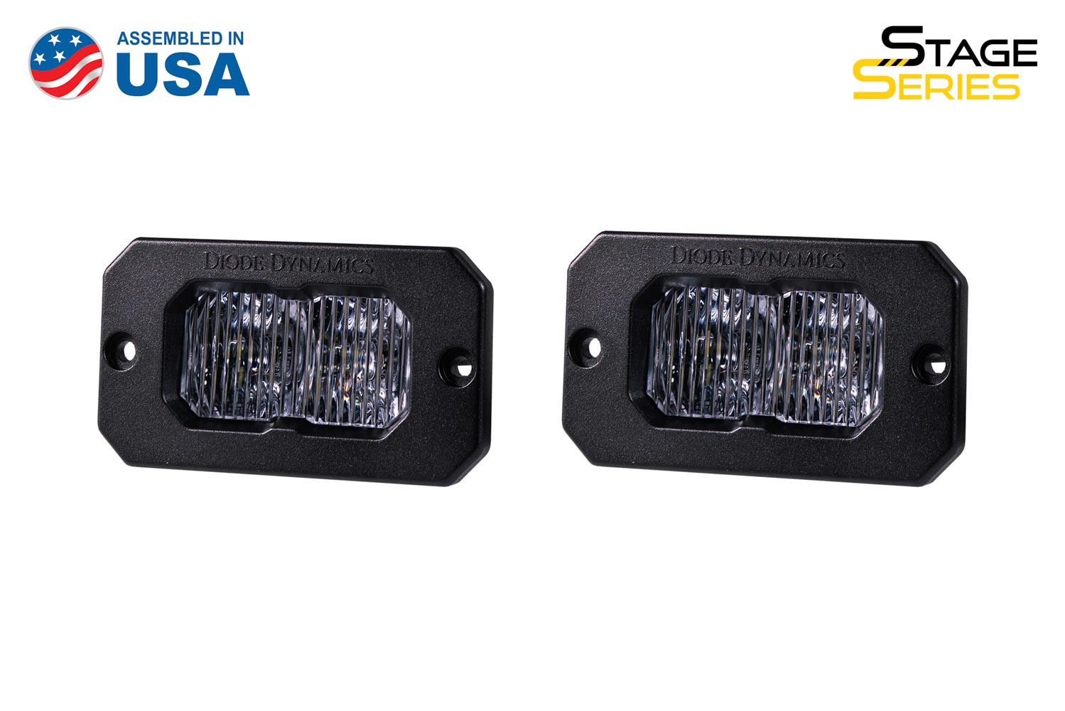 Diode Dynamics Stage Series 2 Inch LED Pod, Sport White Fog Flush ABL Pair - Click Image to Close