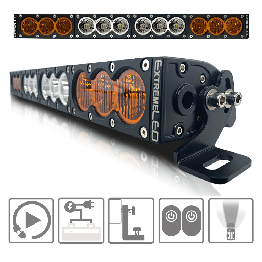 22 in. X6 Amber/White 120w Combo Beam Led Light Bar & Harness Kit - Click Image to Close