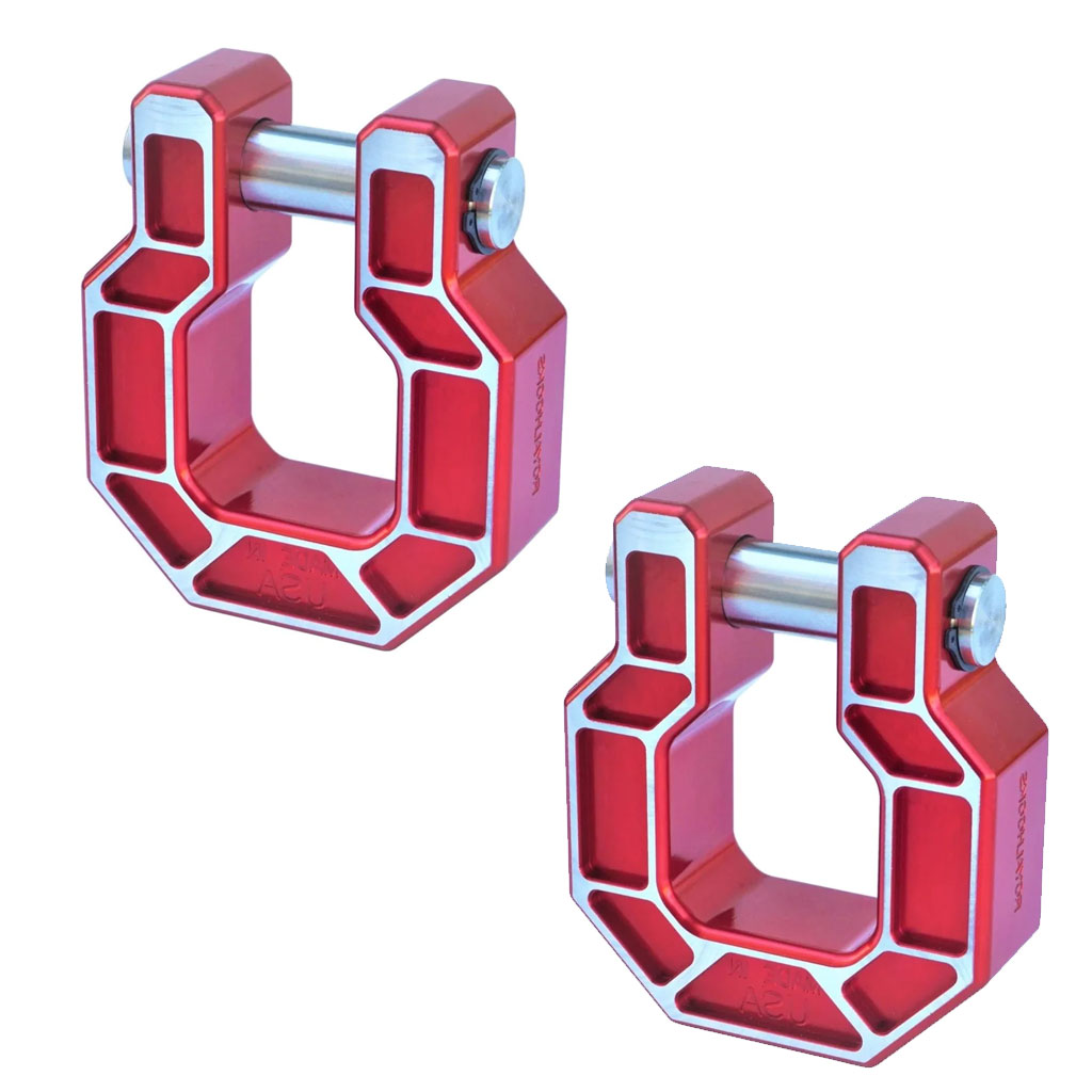 *NEW* - Royal Hooks Show Shackle - PAIR - D Ring Hook - Aluminum; Red Milled - Click Image to Close