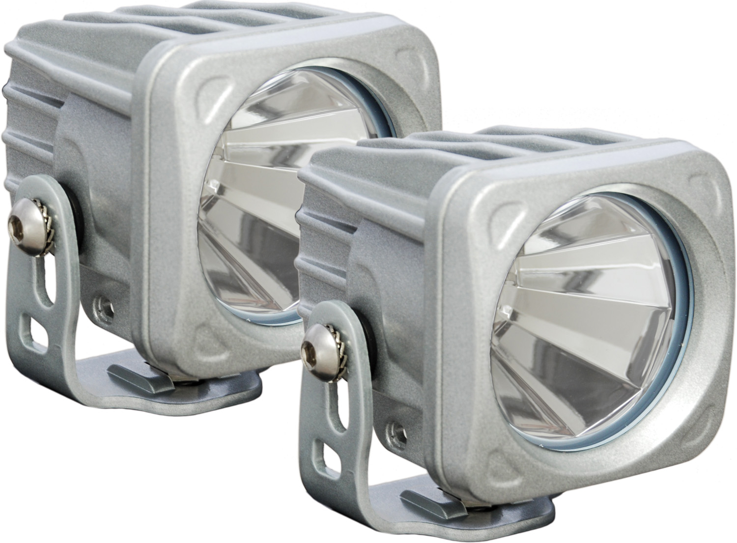 OPTIMUS SQUARE SILVER 1 10W LED 60° FLOOD KIT OF 2 LIGHTS - Click Image to Close