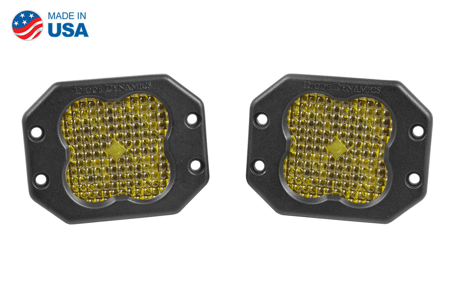 Diode Dynamics Worklight SS3 Sport Yellow Flood Flush (pair) - Click Image to Close