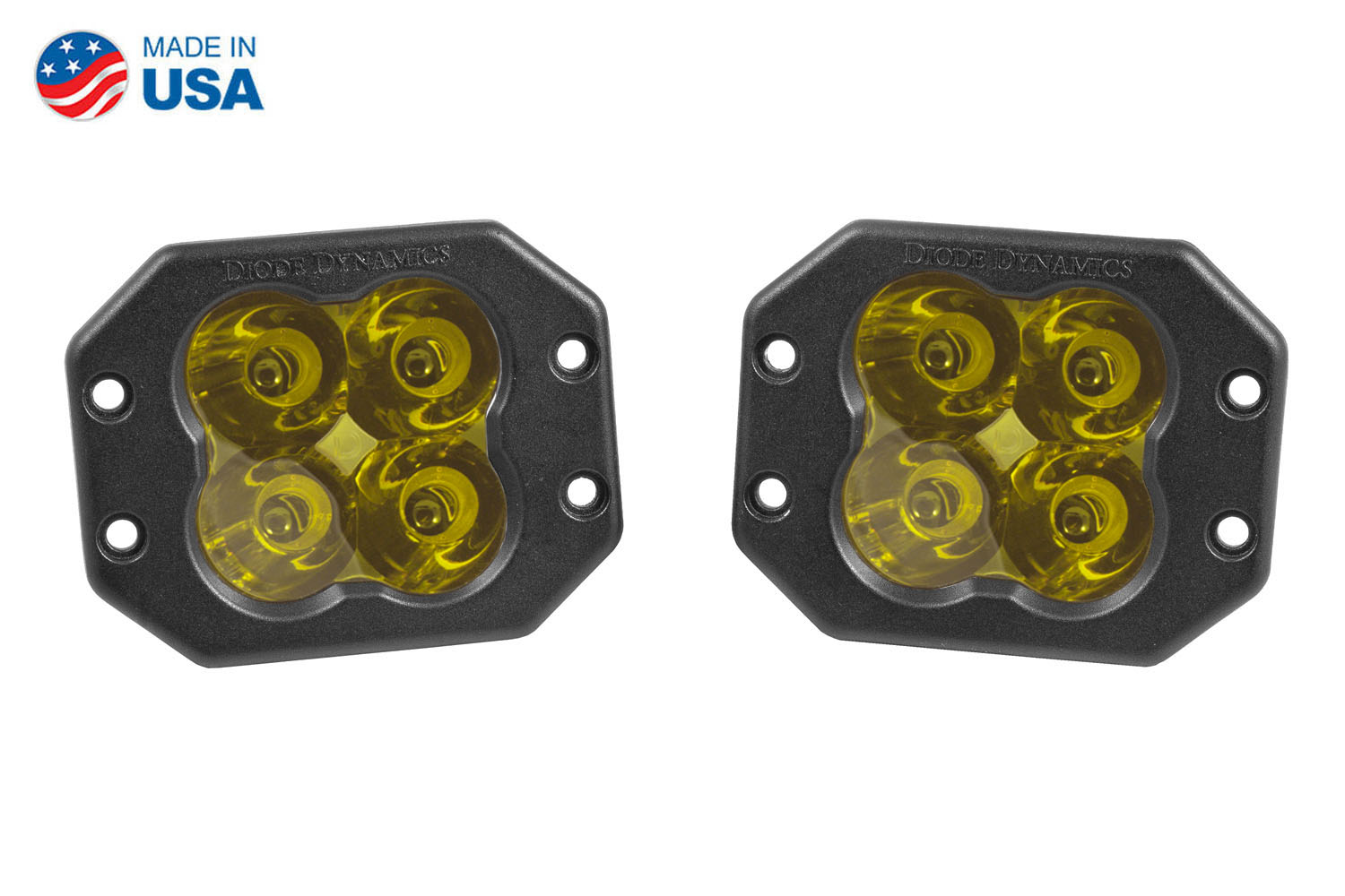 Diode Dynamics Worklight SS3 Sport Yellow Spot Flush (pair) - Click Image to Close